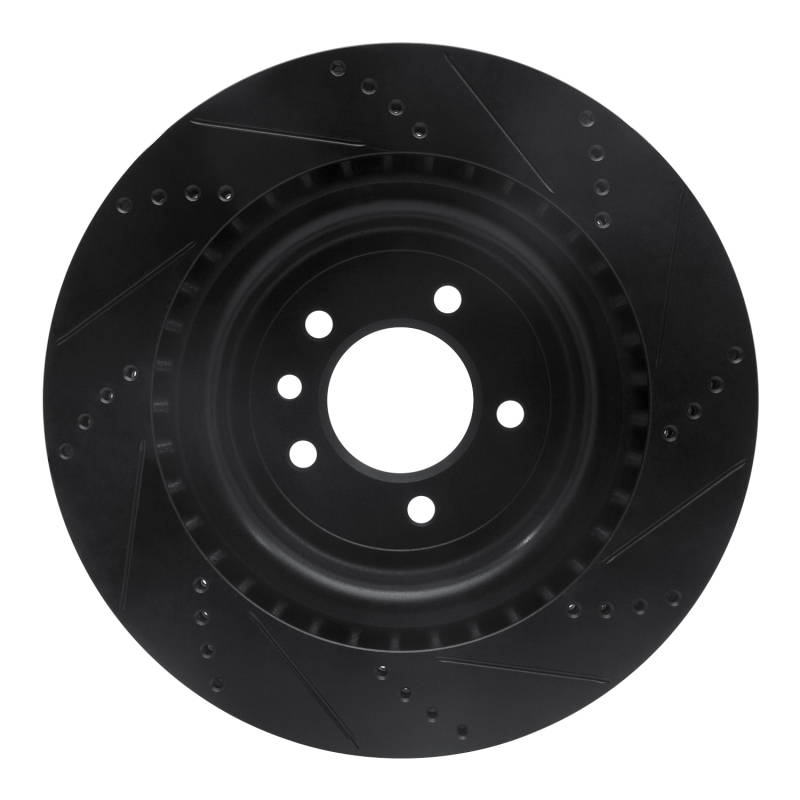 Land Rover Defender 110 Brake Rotor (1) - Rear Left - R1 Concepts - Drilled & Slotted - Black - `13-`25